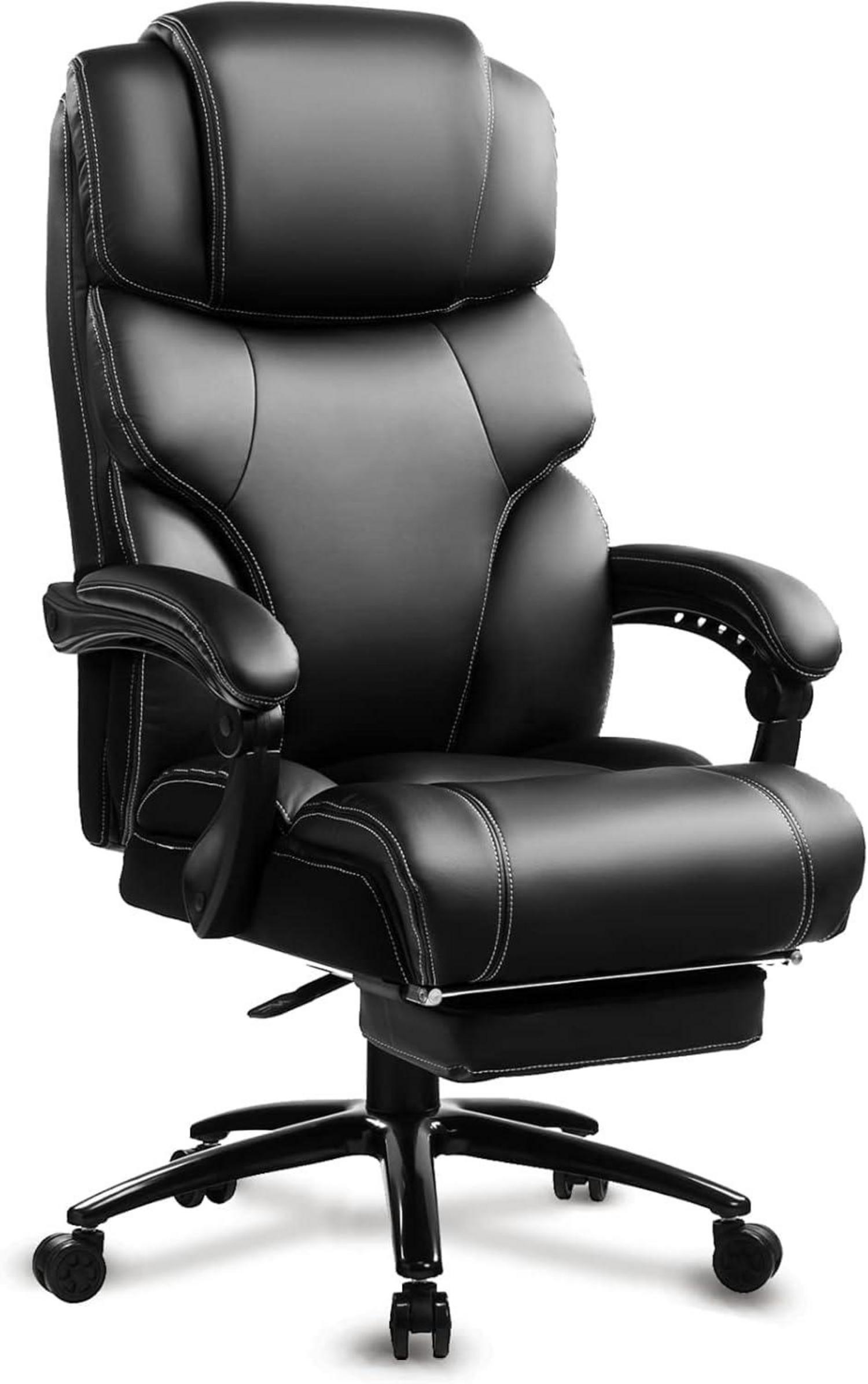 KCREAM Bürostuhl Chefsessel 200 kg belastbar Ergonomisch mit Fußstütze PU Leder