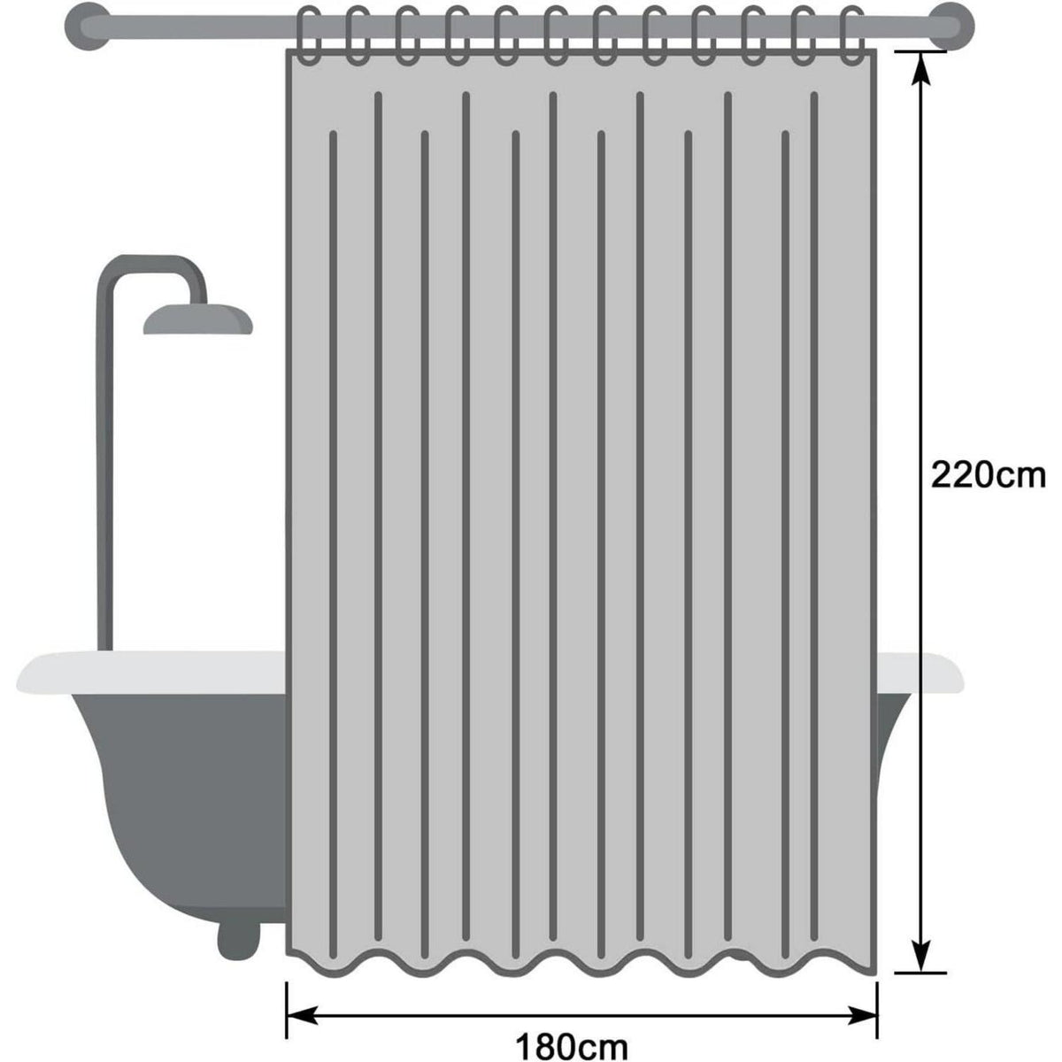 Duschvorhang Dunkelblau 180x220 cm Wasserdicht Textil