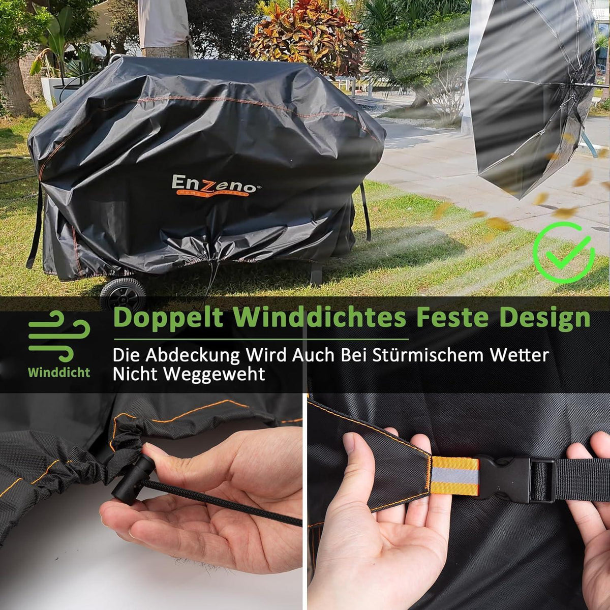 Wetterfeste Grillabdeckung 90x70x110cm für Gasgrills – Schwarz