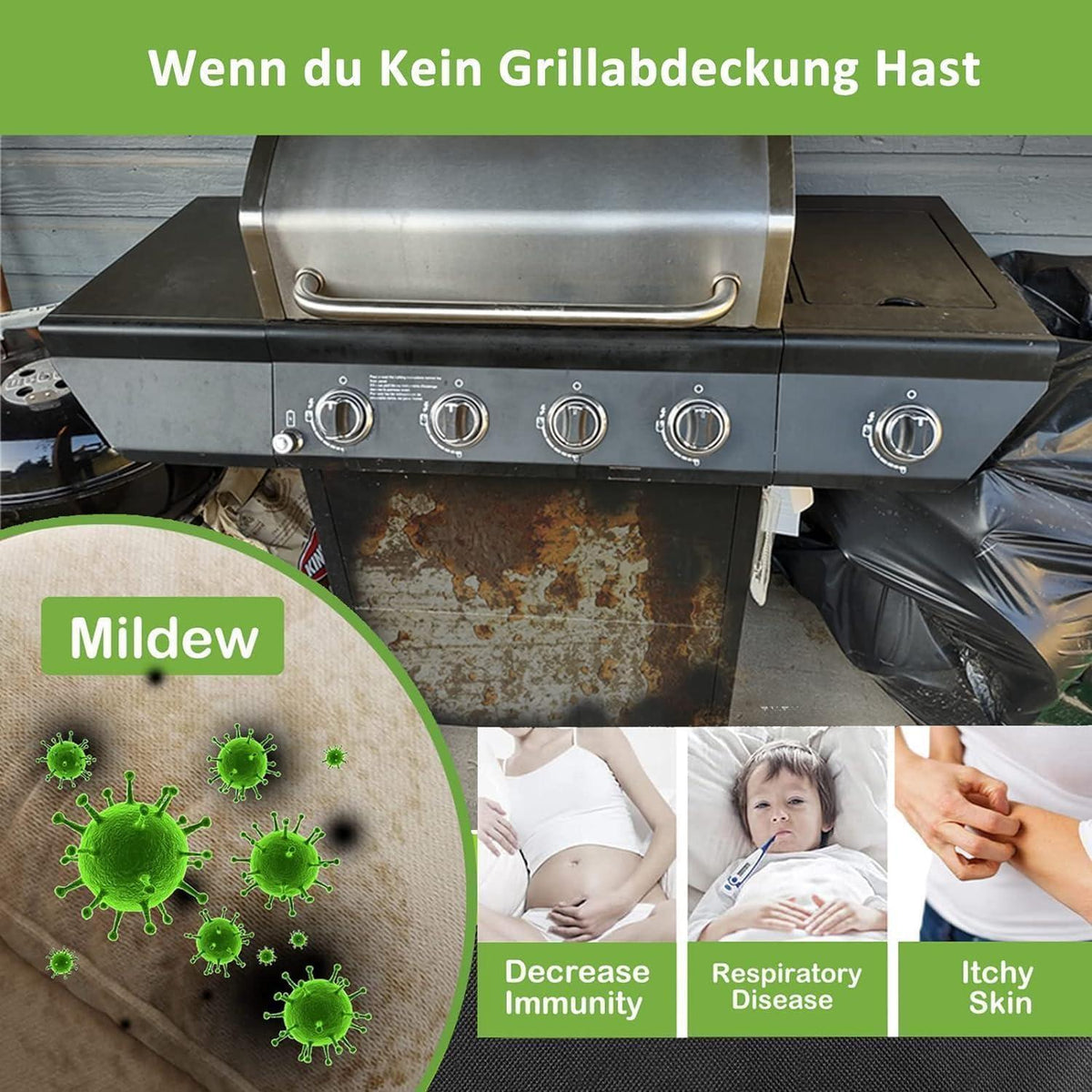 Wetterfeste Grillabdeckung 90x70x110cm für Gasgrills – Schwarz