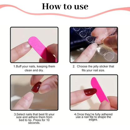 Rosa Press-On-Nägel mit French Tips & Glitzer – 24 Stück