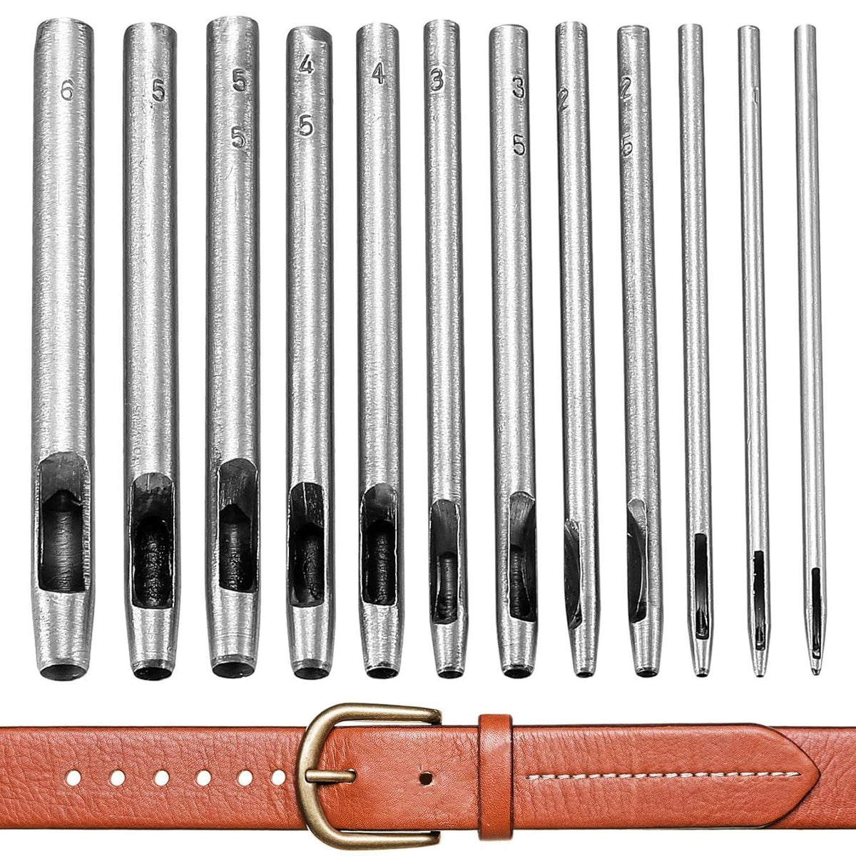 12tlg. Locher Set Edelstahl 0.5-6mm für Leder & Stoff