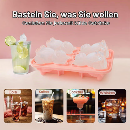Silikon Eiswürfelform Katze – 3D Eiswürfelbehälter mit Deckel