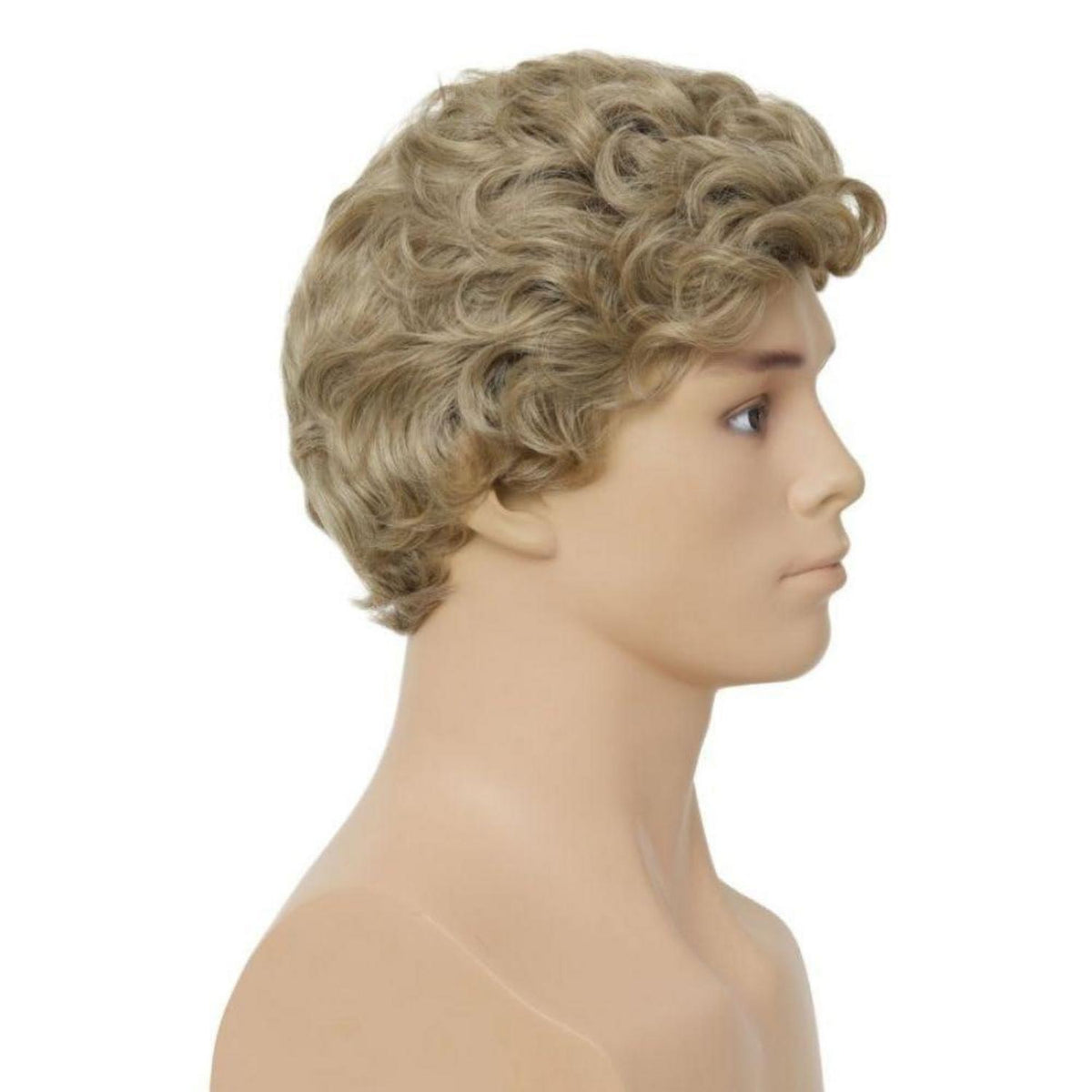 Kurze blonde Männerperücke lockig, hitzebeständig