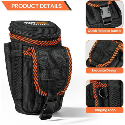 Werkzeugtasche mit Gürtelclip, Schwarz-Orange, Robustes Nylon
