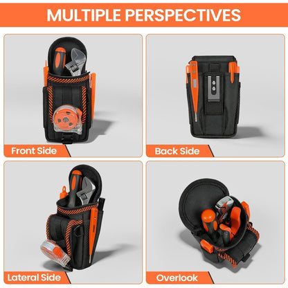 Werkzeugtasche mit Gürtelclip, Schwarz-Orange, Robustes Nylon