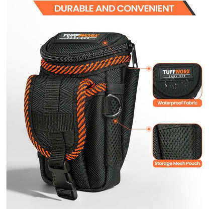 Werkzeugtasche mit Gürtelclip, Schwarz-Orange, Robustes Nylon