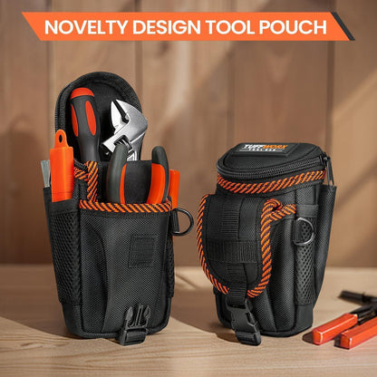 Werkzeugtasche mit Gürtelclip, Schwarz-Orange, Robustes Nylon