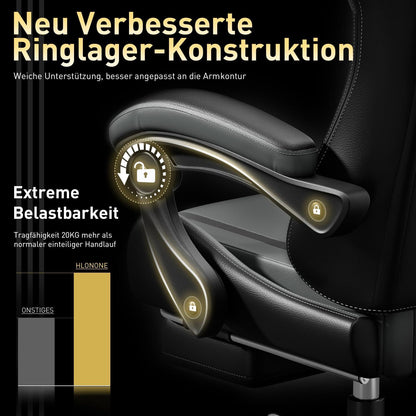 Gaming Stuhl Ergonomisch Bürostuhl mit Kopfstütze Lendenkissen 150 kg