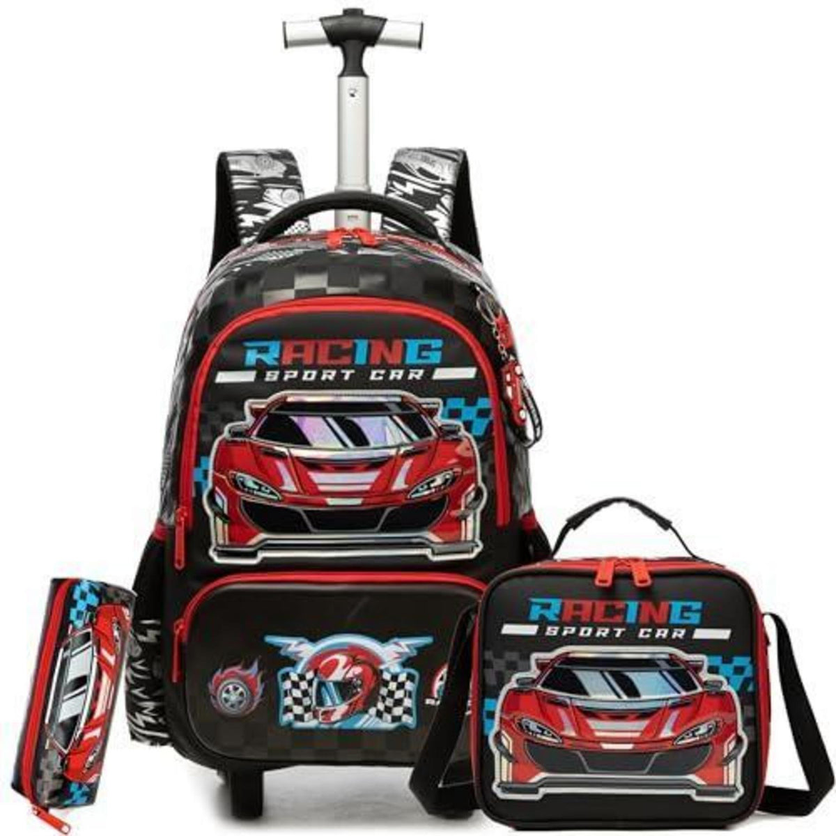 Schultrolley Rucksack Kinder – Rollen, Rot, 8 Jahre