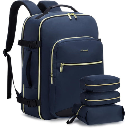 Handgepäck Rucksack 40L Flugzeug Kofferrucksack Damen Dunkelblau+Schwarz