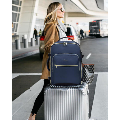 Handgepäck Rucksack 40L Flugzeug Kofferrucksack Damen Dunkelblau+Schwarz