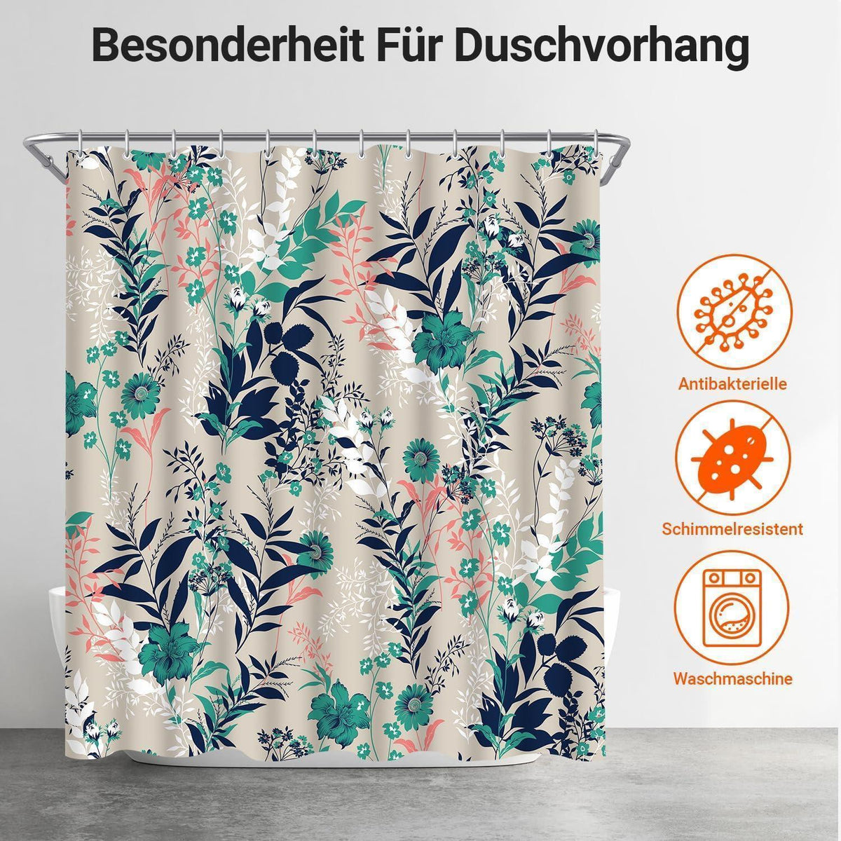 Duschvorhang blauer Grasblume 180x200 cm mit Ösen