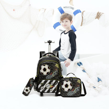 Schultrolley Rucksack mit Rollen für Kinder – Sports Football