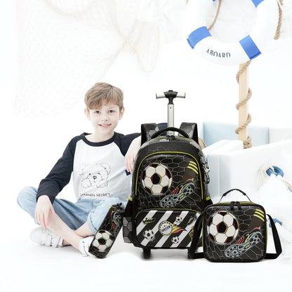 Schultrolley Rucksack mit Rollen für Kinder – Sports Football