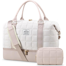 Reisetasche Damen mit Schuhfach & Nassfach, Beige+hellrosa
