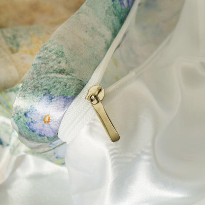 Satin Bettwäsche Set 135x200 cm - Vintage Blumenmuster Grün