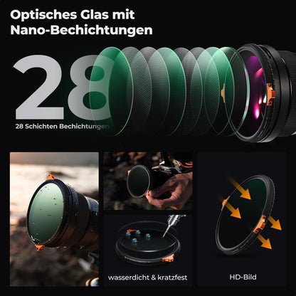 ND Polfilter 37mm 2-in-1 Graufilter für Videoaufnahmen
