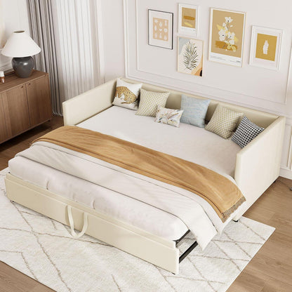 Ausziehbares Schlafsofa 90/180 x 200 cm – Beiges Bettgestell