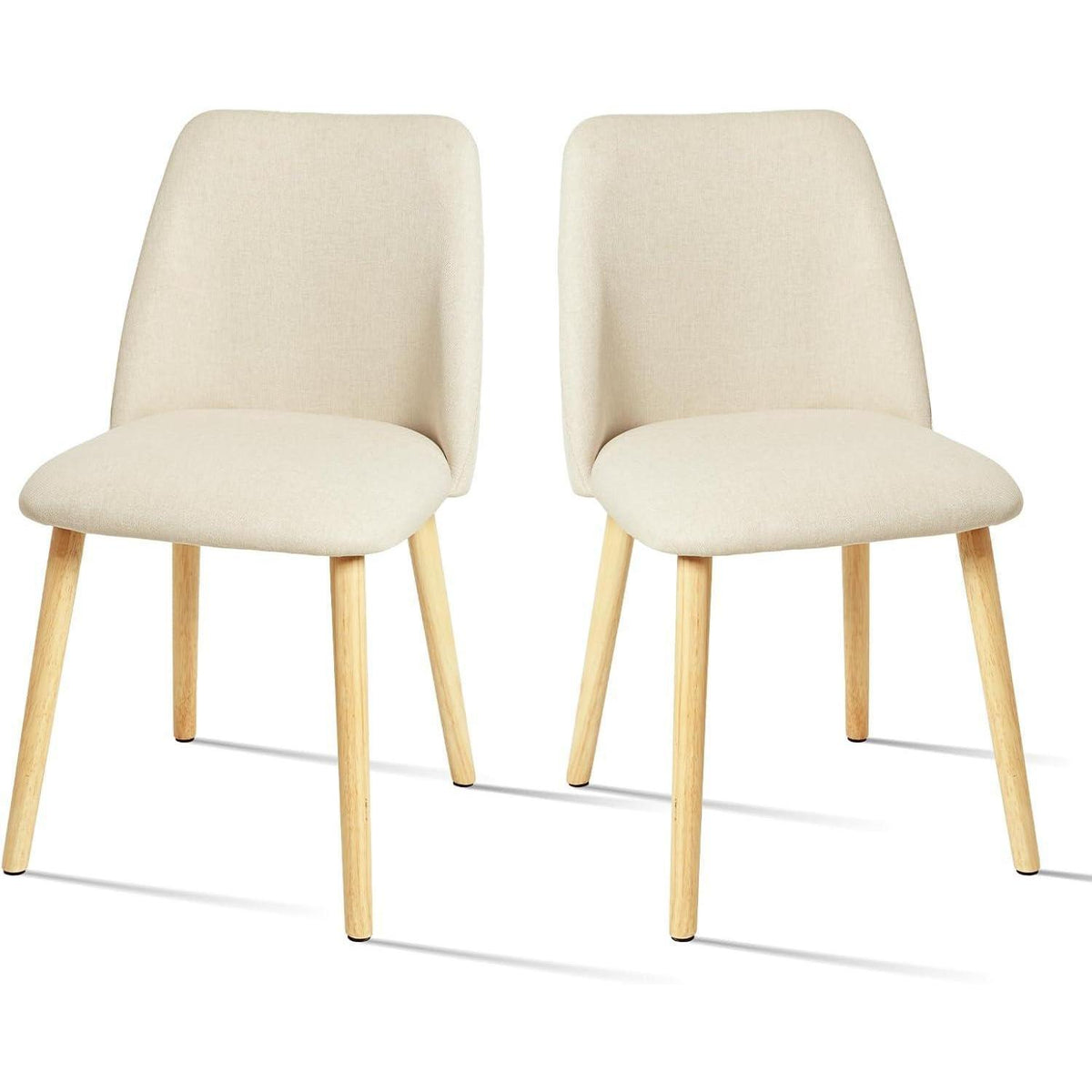 Esszimmerstühle 2er Set Creme mit Holzbeinen & Polster
