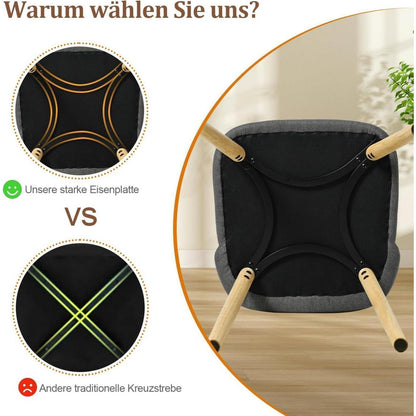 Esszimmerstühle 6er Set Dunkelgrau mit Holzbeinen & Polster