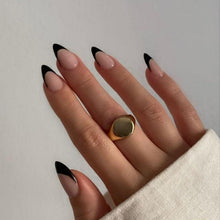 Schwarz Mandel Press On Nails - French Tip Nägel zum Aufkleben