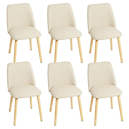 Esszimmerstühle 6er Set, Polsterstuhl Creme mit Holzbeinen
