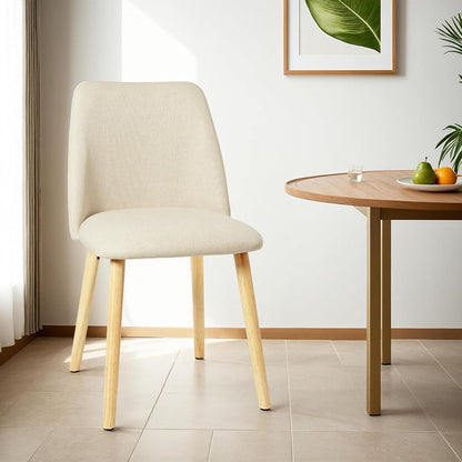 Esszimmerstühle 4er Set, Polsterstuhl Creme mit Holzbeinen