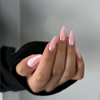 Glitzernde Altrosa Press On Nails – Mandelform, 24 Stück