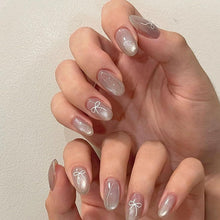 Runde Press on Nails Falsche Nägel Katzenauge Glanz 24 Stück