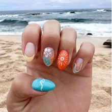 24er Set French Tips Sommer Press on Nails Orange Mandeln Acrylnägel