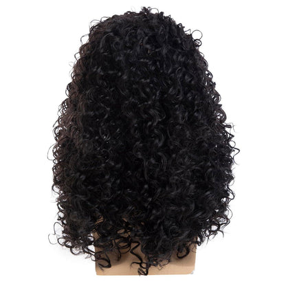 Lange schwarze lockige Herrenperücke – Halloween & Party Kostüm