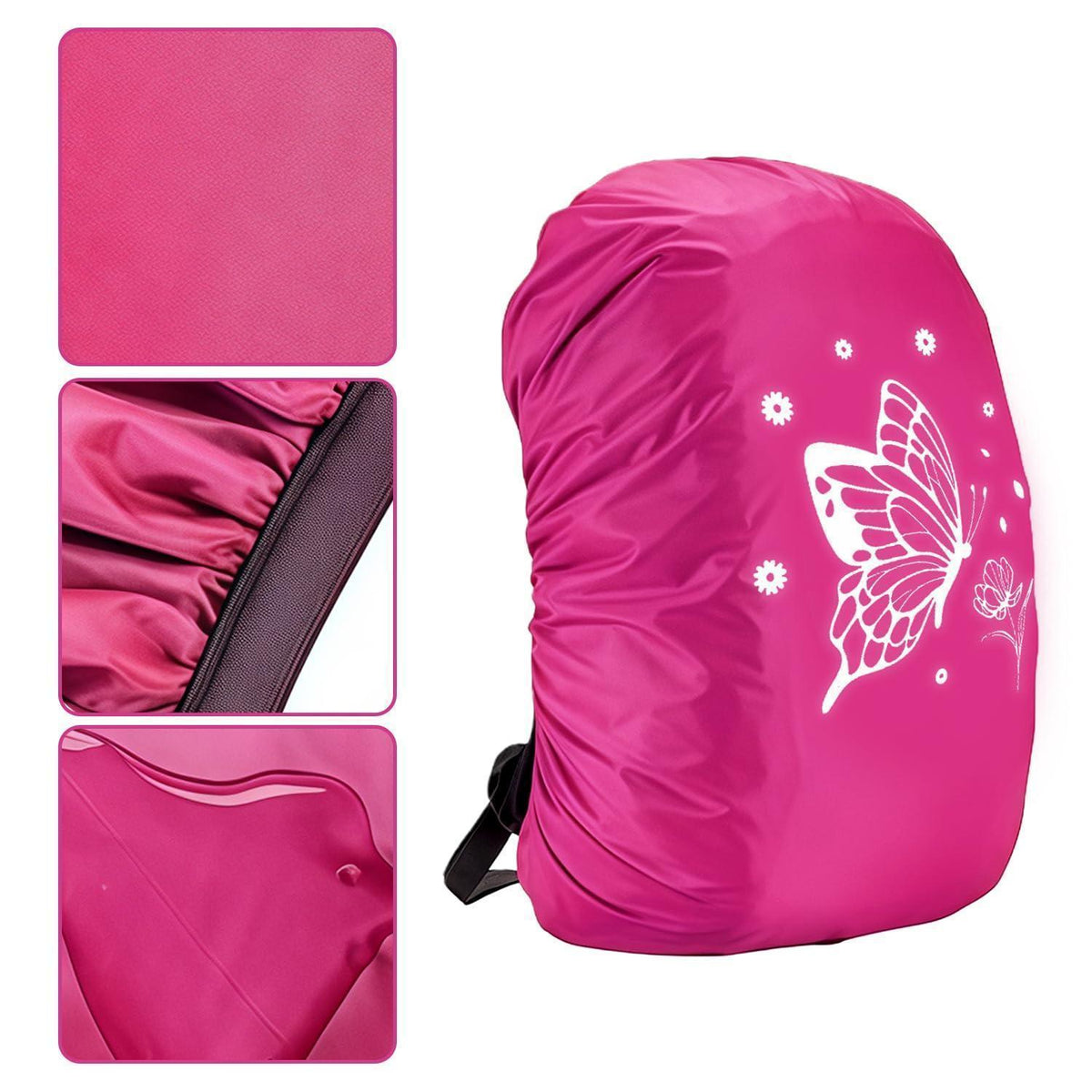 Regenschutz Rucksack Kinder 30-40L Wasserdicht mit Reflektoren Rot