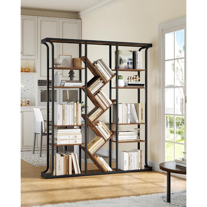Baumförmiges Bücherregal 6-Tier, Vintage Braun-Schwarz