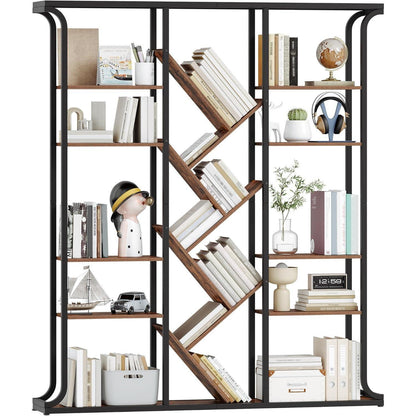Baumförmiges Bücherregal 6-Tier, Vintage Braun-Schwarz