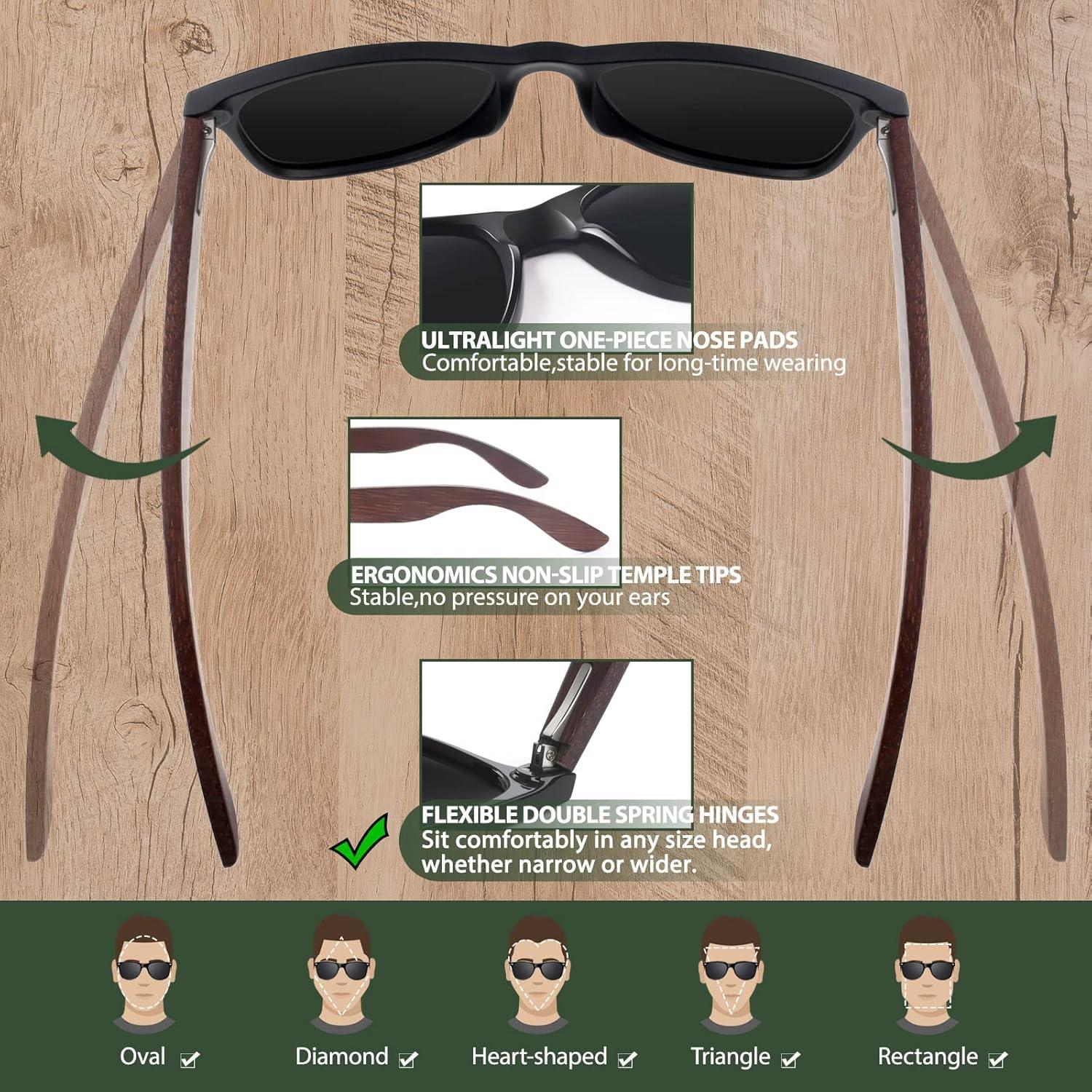 CGID Holz Sonnenbrille Walnuss polarisiert UV400 Schutz CAT3 CE