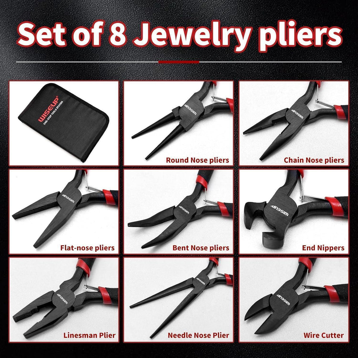 8-teiliges Mini-Zangen-Set mit Tasche für Handwerk & Elektronik