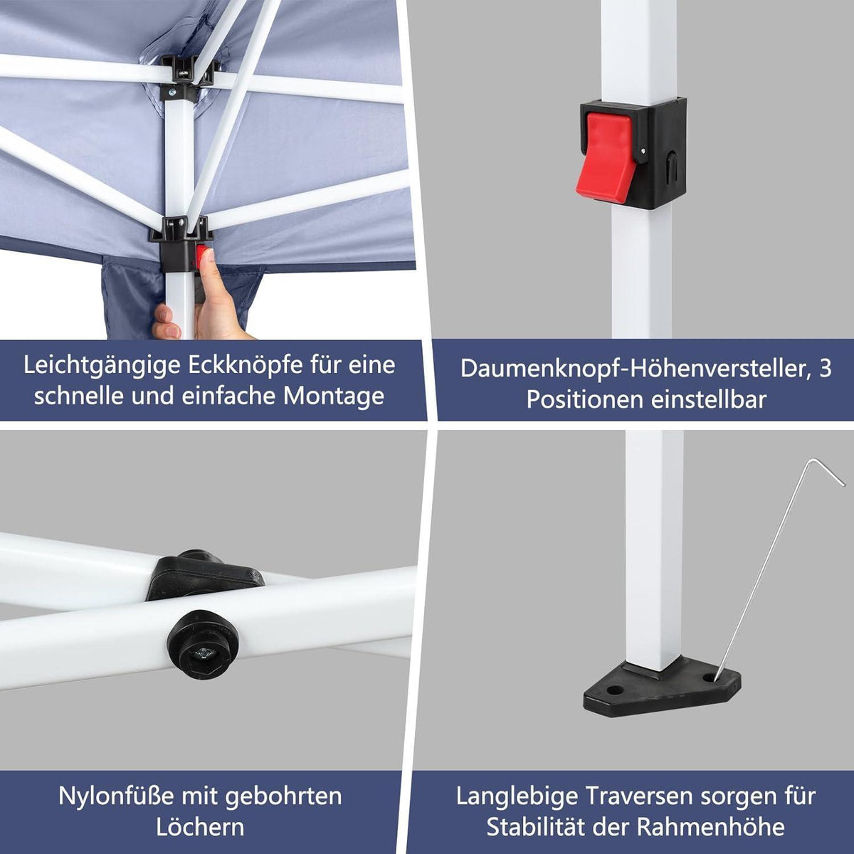 3x6m Faltpavillon Blau mit 6 Seitenteilen – Wasserdicht & Stabil