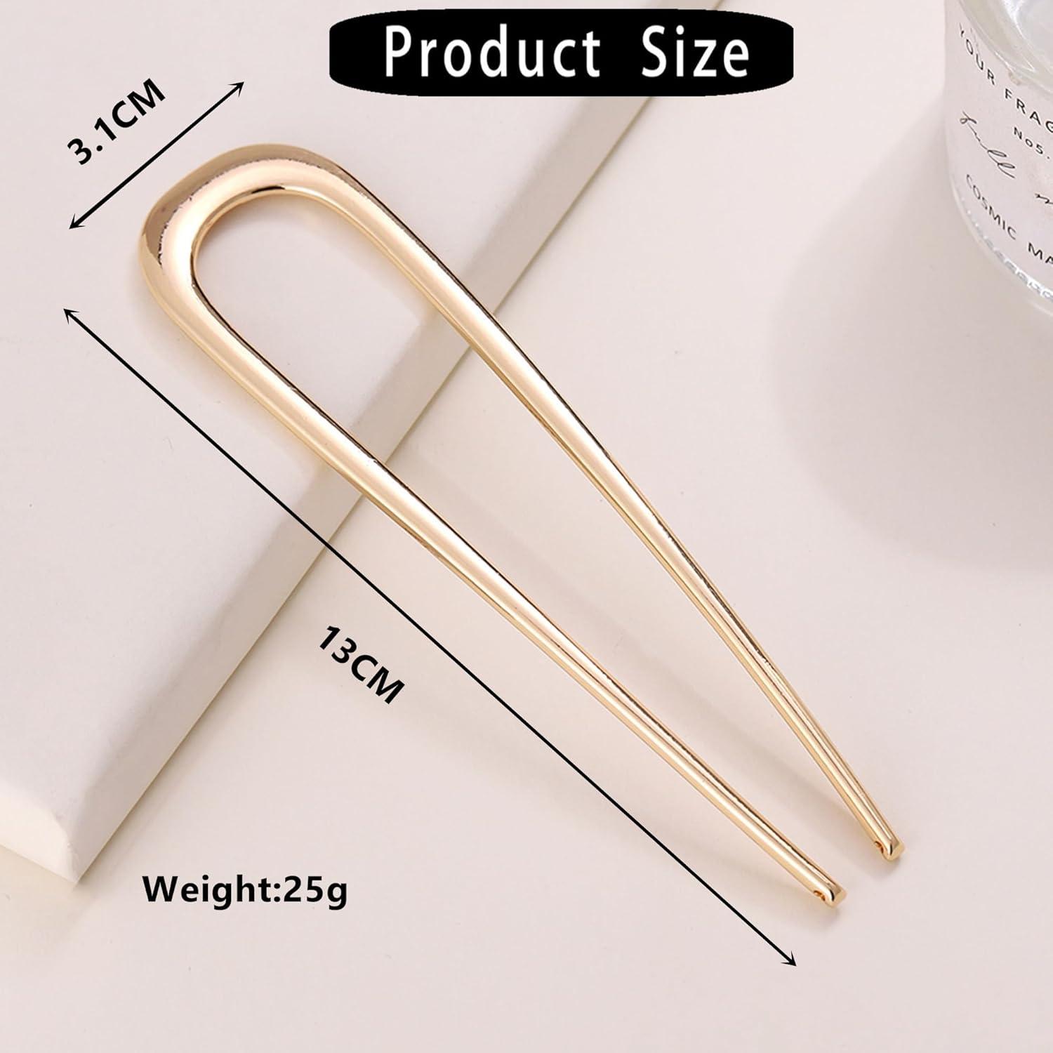 2er Set Gold Metall Französische Haarnadeln - Groß Hair Pins für Damen