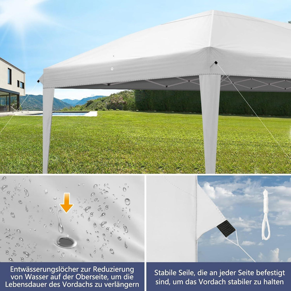3x6m Faltpavillon – Wasserdicht, Stabil & UV-Schutz für Garten & Camping
