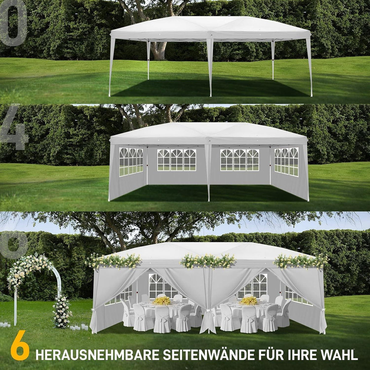 3x6m Faltpavillon – Wasserdicht, Stabil & UV-Schutz für Garten & Camping