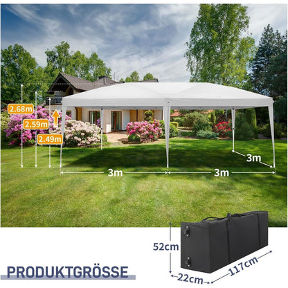 3x6m Faltpavillon – Wasserdicht, Stabil & UV-Schutz für Garten & Camping