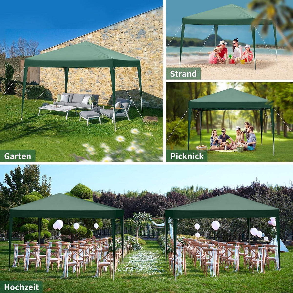 3x3m Faltpavillon – Wasserdicht, Stabil & UV-Schutz für Garten & Camping