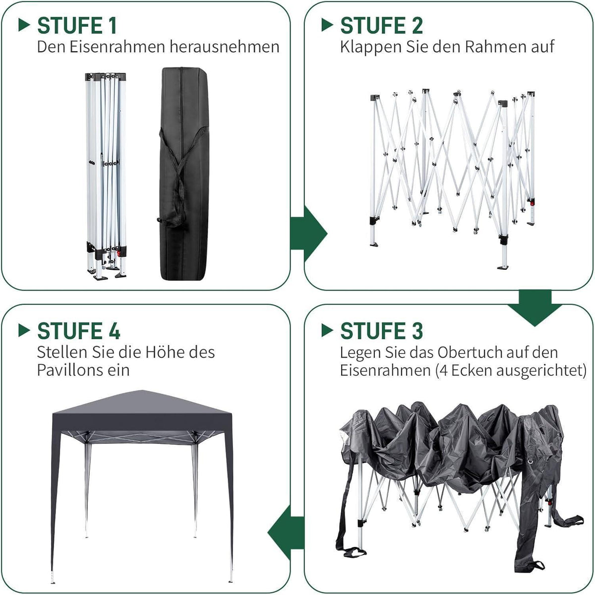 Faltpavillon 2x2m – Wasserdicht, Stabil & UV-Schutz für Garten & Camping