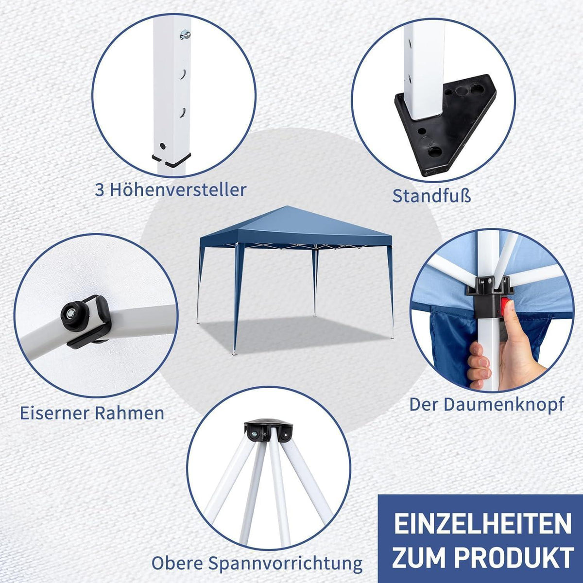 3x3m Faltpavillon – Wasserdicht, Stabil & UV-Schutz für Garten & Camping