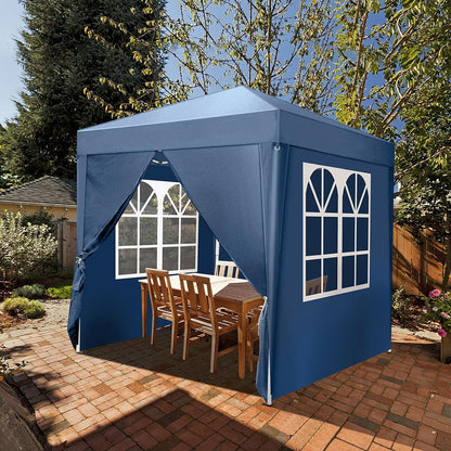 2x2m Faltpavillon Blau mit 4 Seitenteilen – Wasserdicht & Stabil
