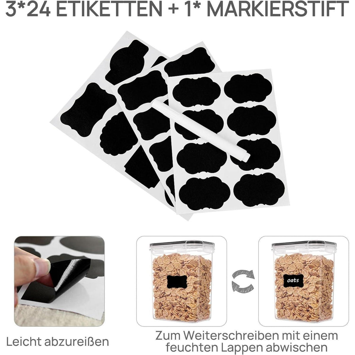 Vorratsdosen Set 11 Stück luftdicht BPA-frei mit Etiketten