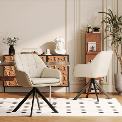 Drehstuhl Esszimmer Beige 6er Set mit Armlehne & Kratzschutz