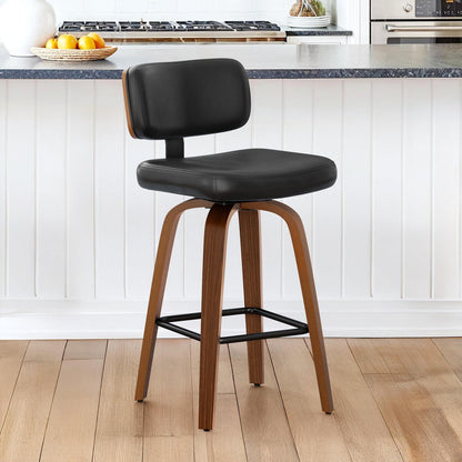 Drehbarer Barhocker mit Lehne – Schwarz, 67 cm hoch