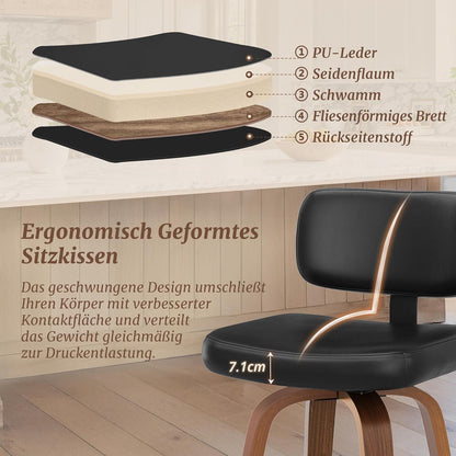 Drehbarer Barhocker mit Lehne – Schwarz, 67 cm hoch